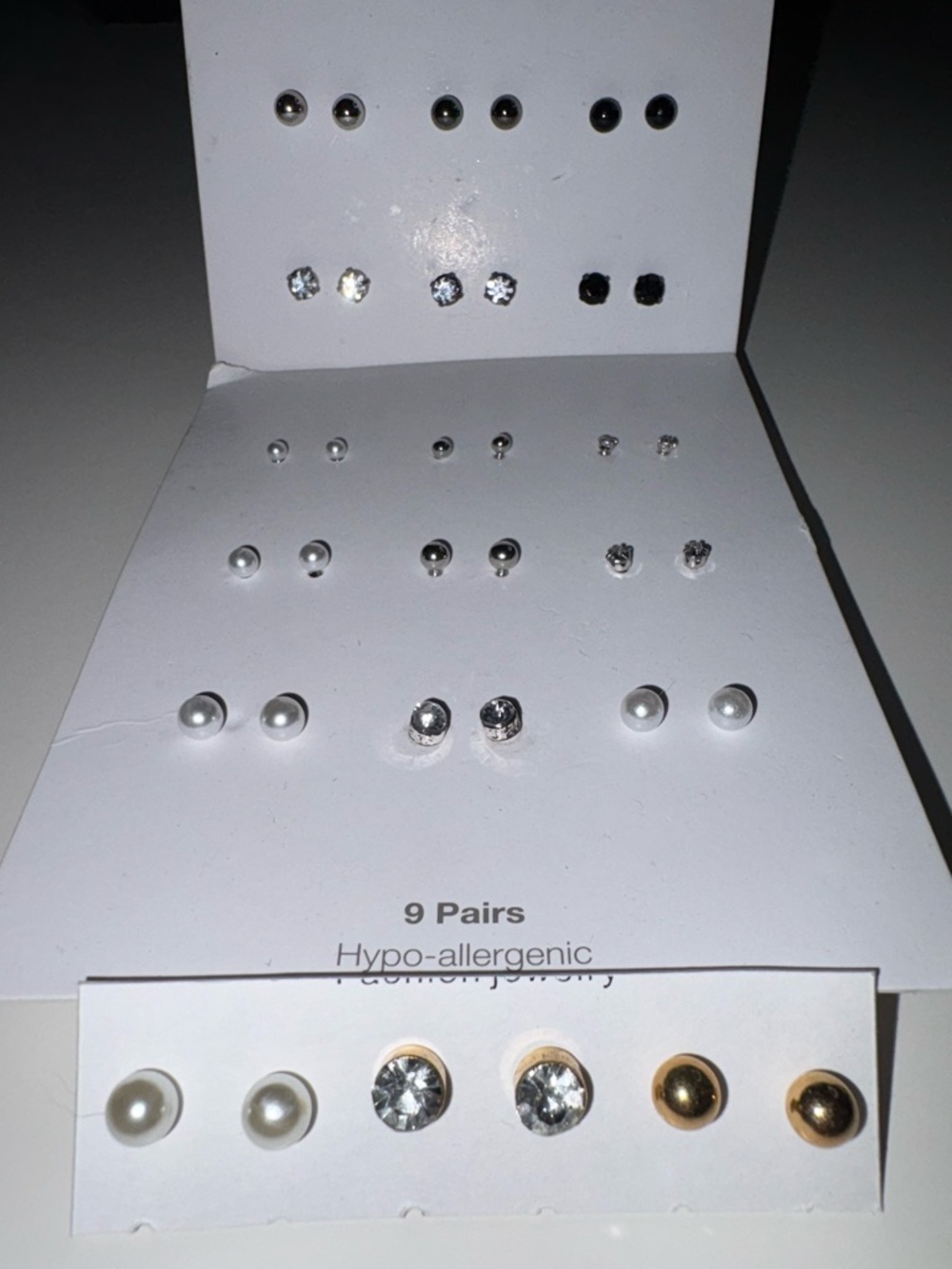18- Pair Women’s Stud Earring Set - Pearl, Silver & Gold